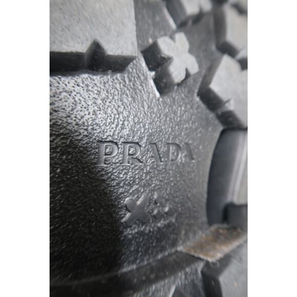 Prada Leather Monolith Triangle Logo Platform Brushed Loafers Black Size 37.5 - Picture 11 of 11